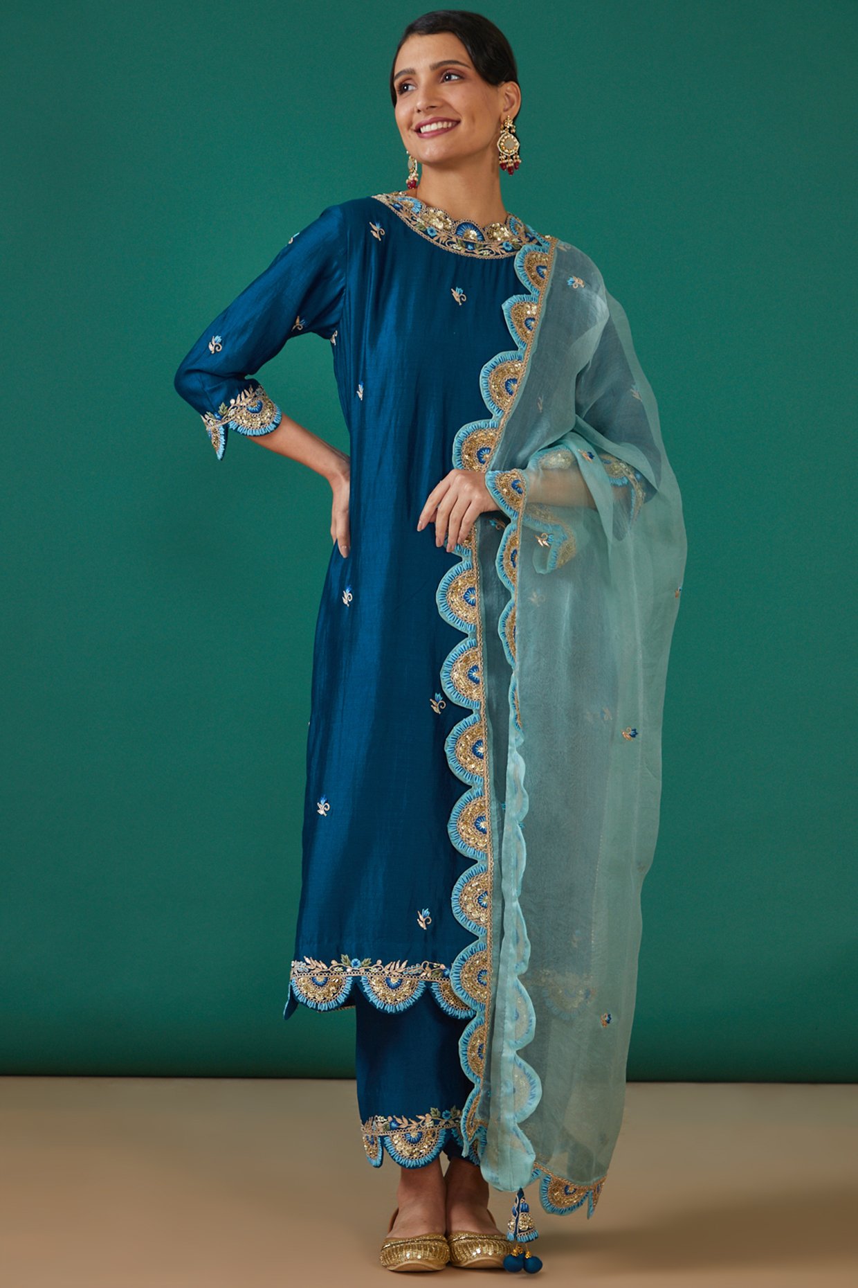Buy Stunning Teal Blue Embroidered Vichitra Party Wear Salwar Suit - Zeel  Clothing