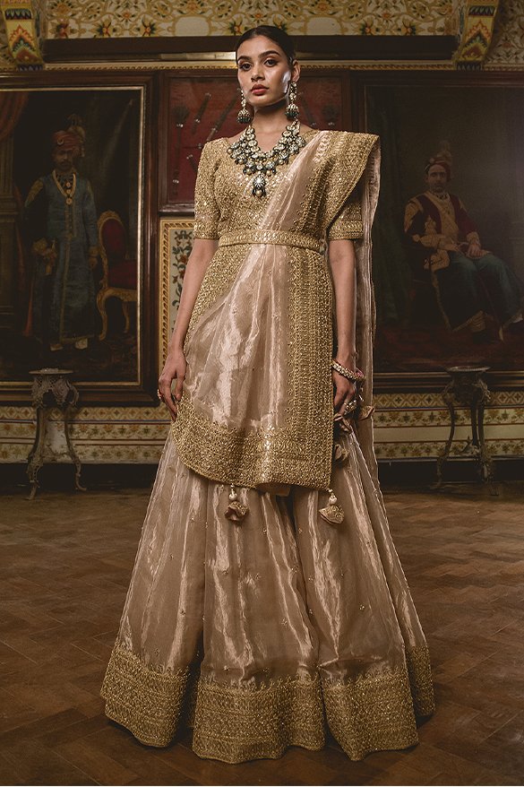 Charming Golden Lehenga Choli For Women With Dupatta, Party Wear Satin –  SANSKRUTI