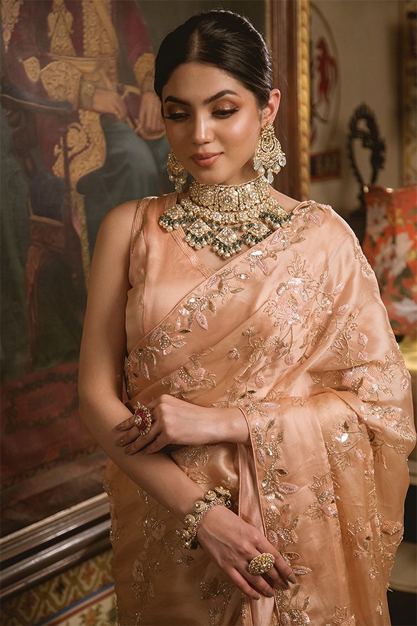 Shop Golden-Plum Organza Saree & Blouse Set by LABEL NITIKA at House of  Designers – HOUSE OF DESIGNERS