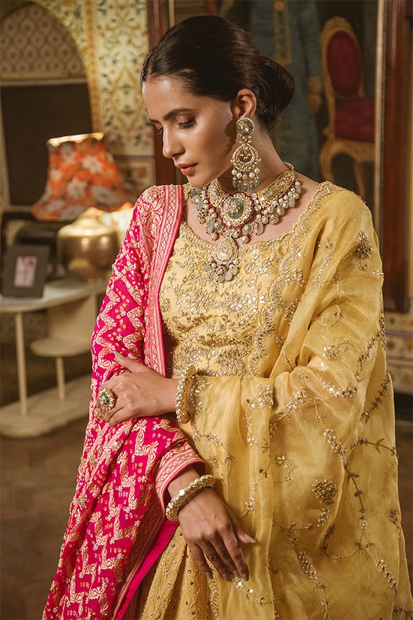 Golden Sequin Lehenga With Dupatta – Lakhina Couture