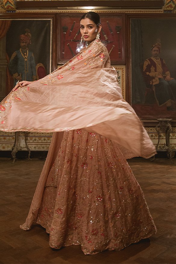 Fashionable Pretty Peach Gown For Wedding | Latest Kurti Designs