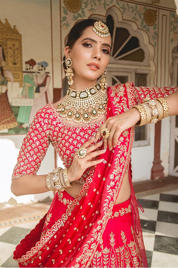 Embroidered Red Bridal & Wedding Wear Net Dupatta – Dupatta Bazaar