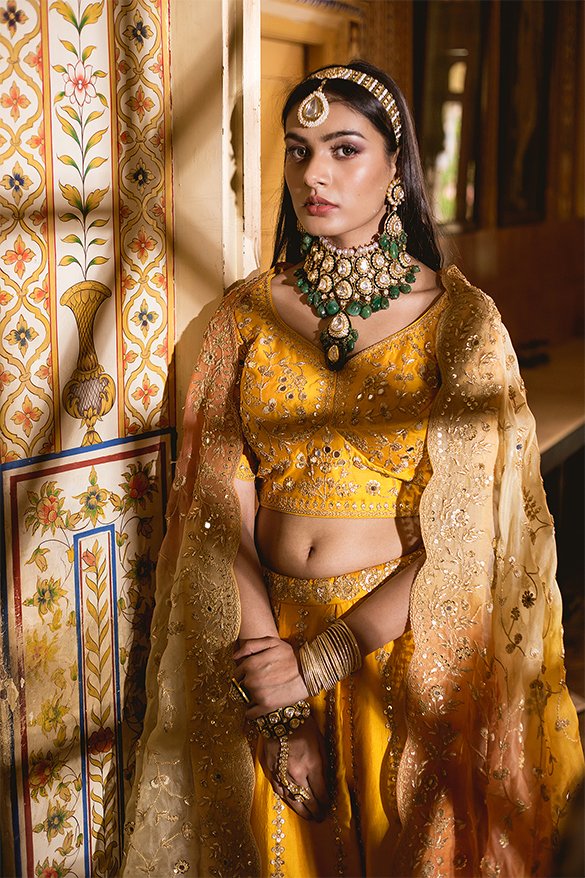 Aisha yellow net lehenga choli set - Buy Designer Ethnic Wear for Women  Online in India - Idaho Clothing