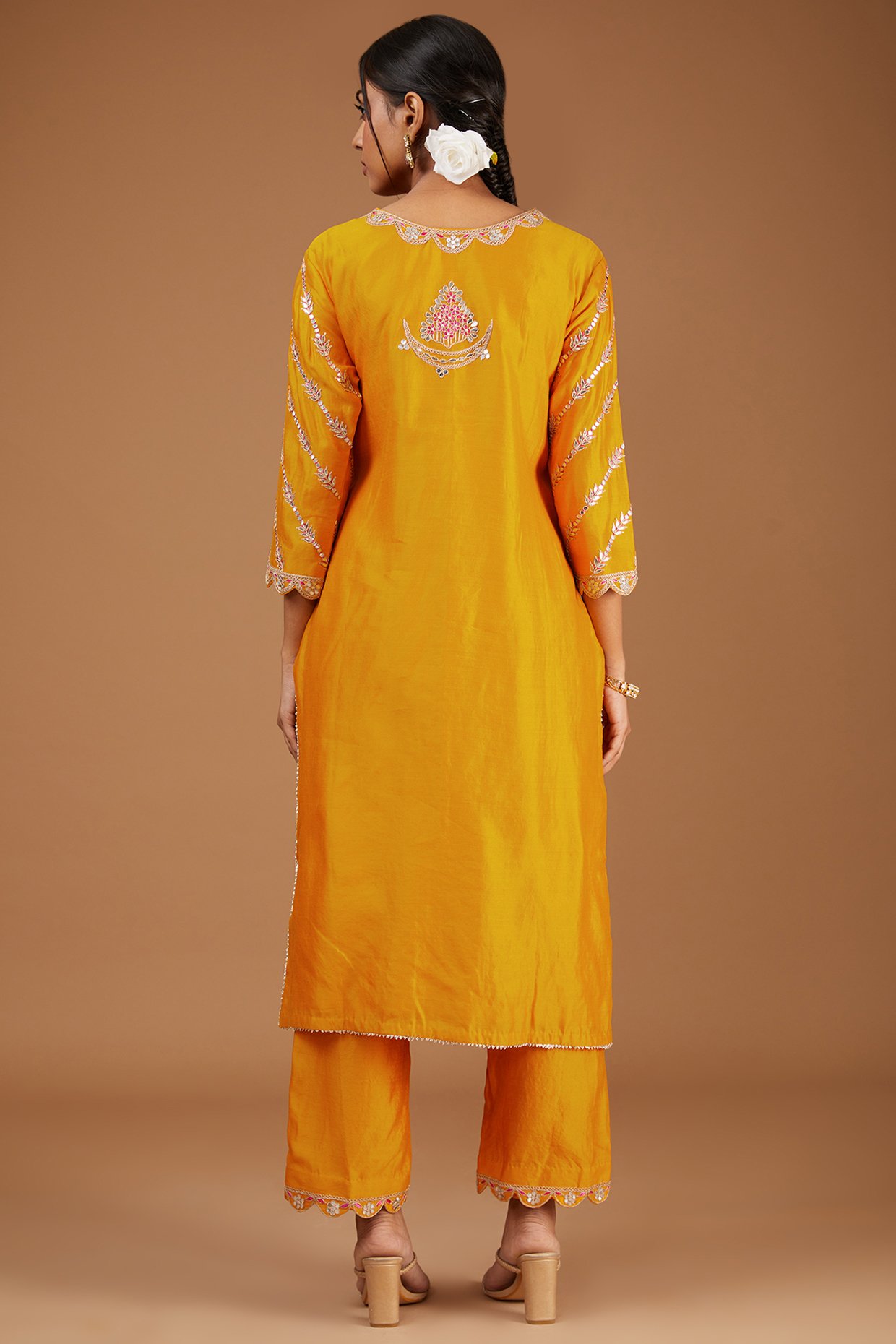 Rayon yellow embroidery 2 piece kurti suit – Threads