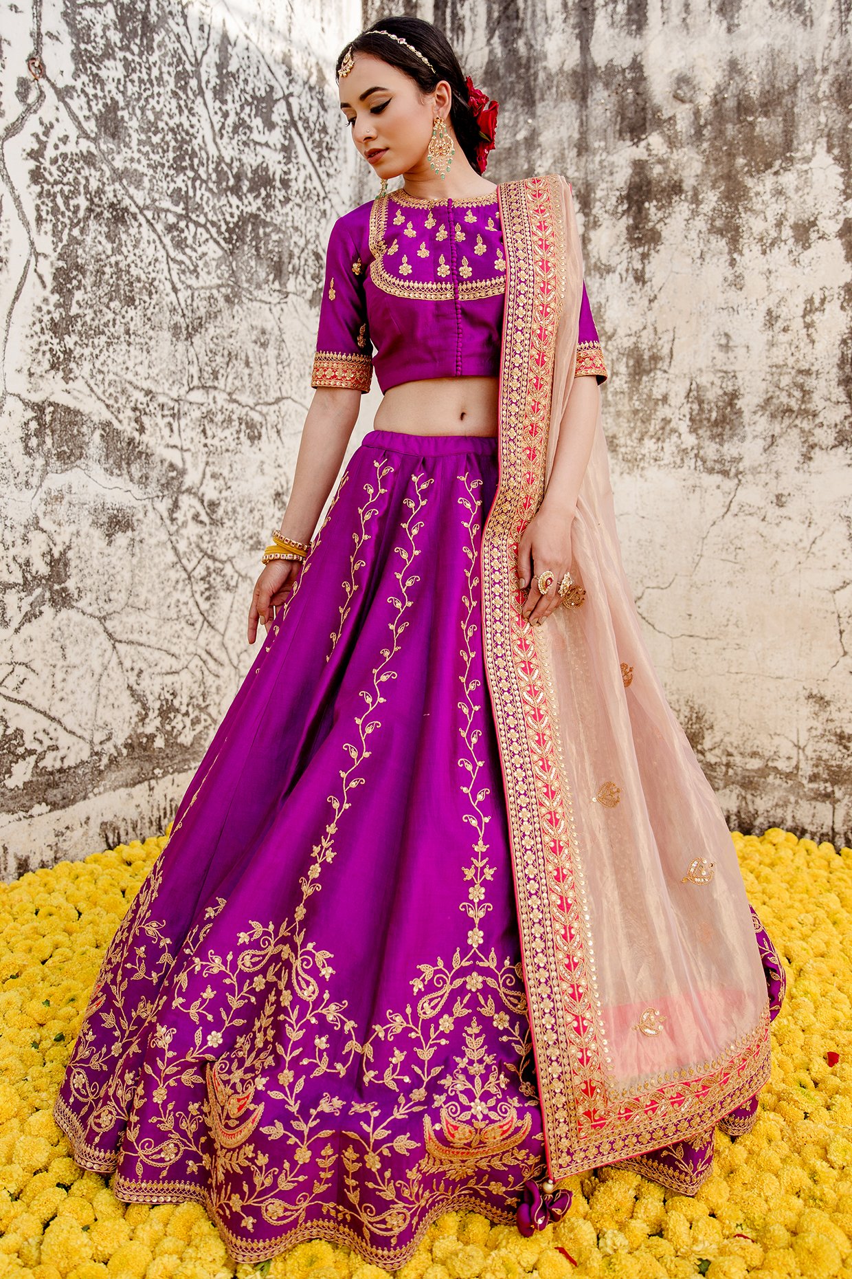 Pink Embroidered Lehenga Choli Set | Bridal Lehengas Online– Inddus.in
