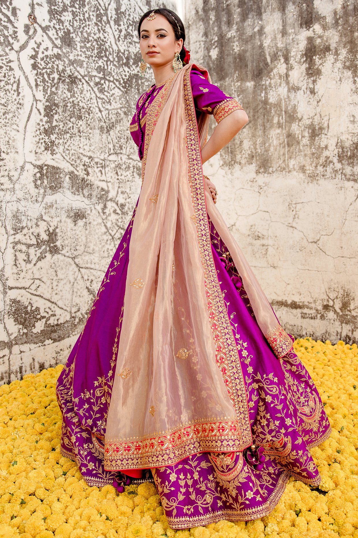 Shop Magenta Art Silk Banarasi Mirror Work Umbrella Lehenga Wedding Wear  Online at Best Price | Cbazaar