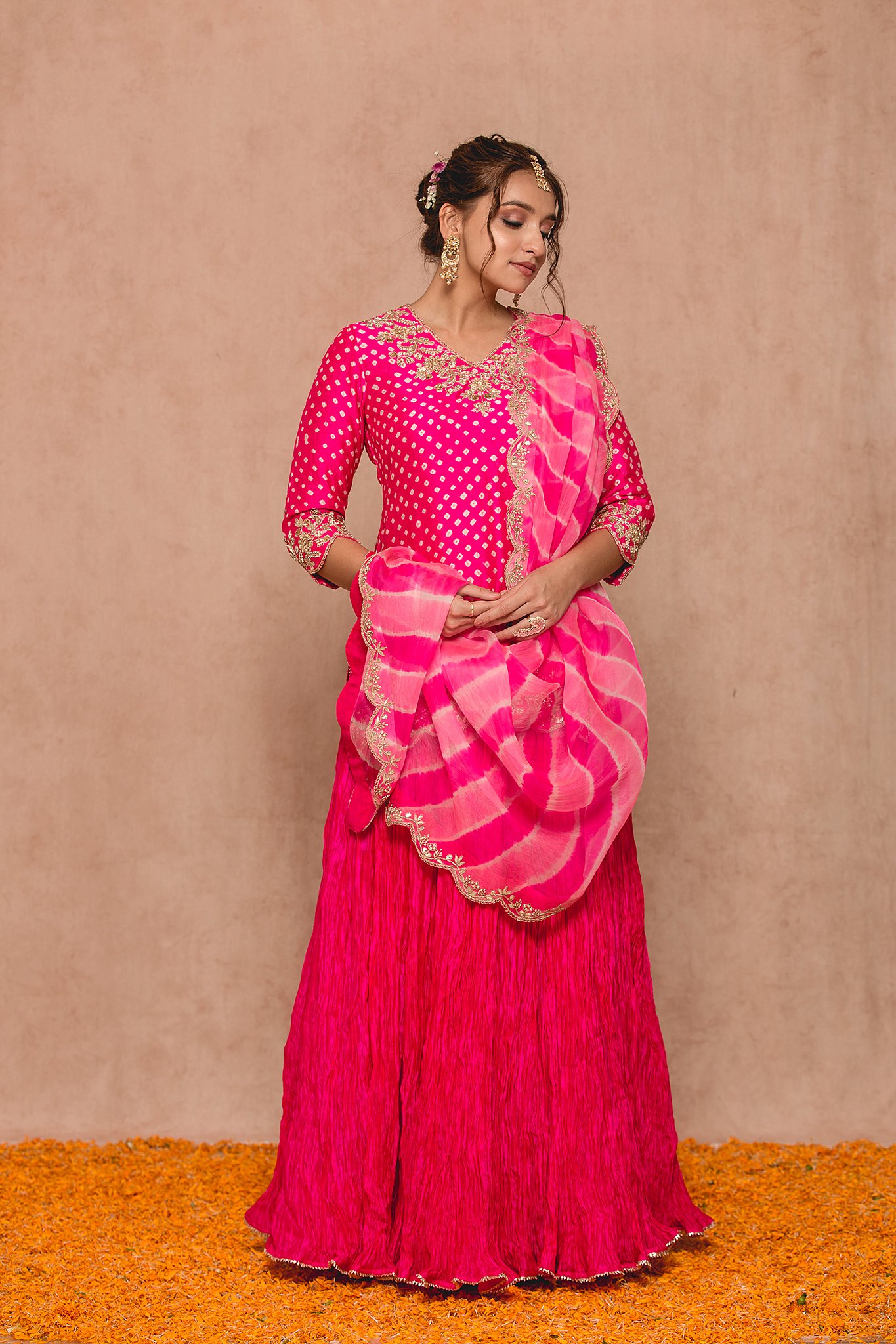 Beautiful Silk Skirt with superb Kurta and leheriya chiffon dupatta. |  Indian designer outfits, Dress indian style, Indian fashion dresses