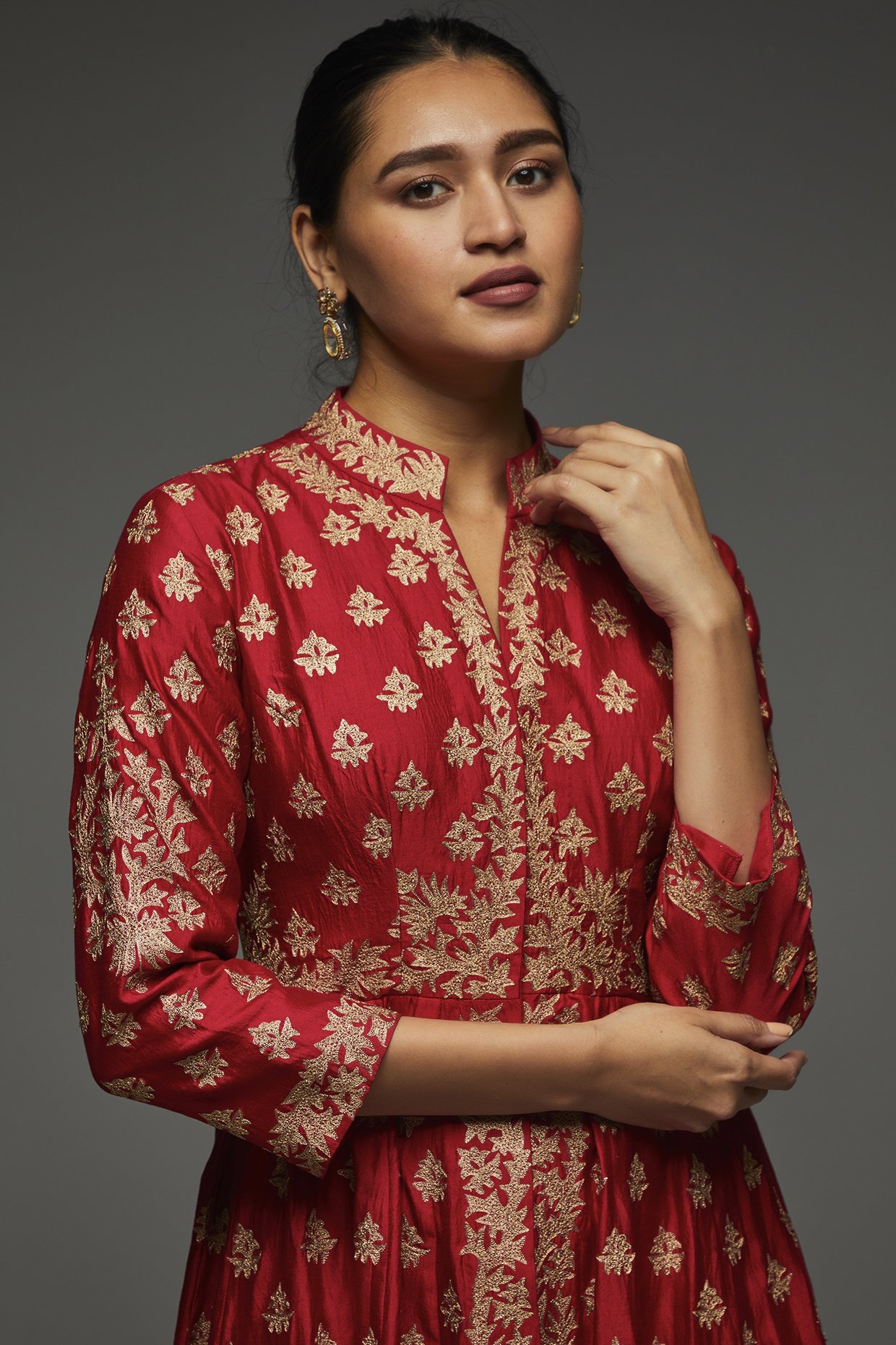 BK Aparna Peplum Dress with Lahengha Set - Bullionknot - 4161148