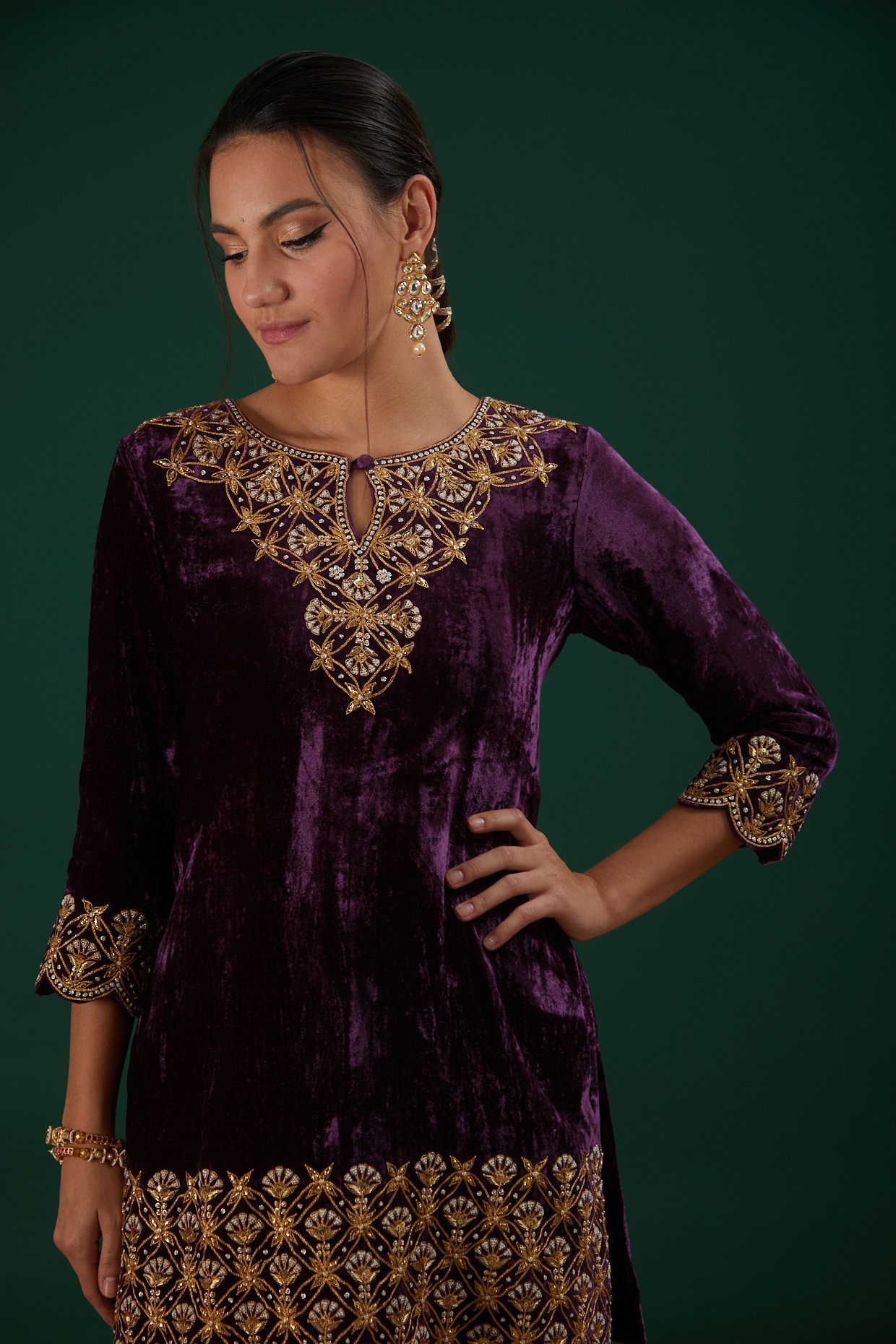 Purple Velvet Dress | Velvet 3/4 Sleeve Dress | Bombshell
